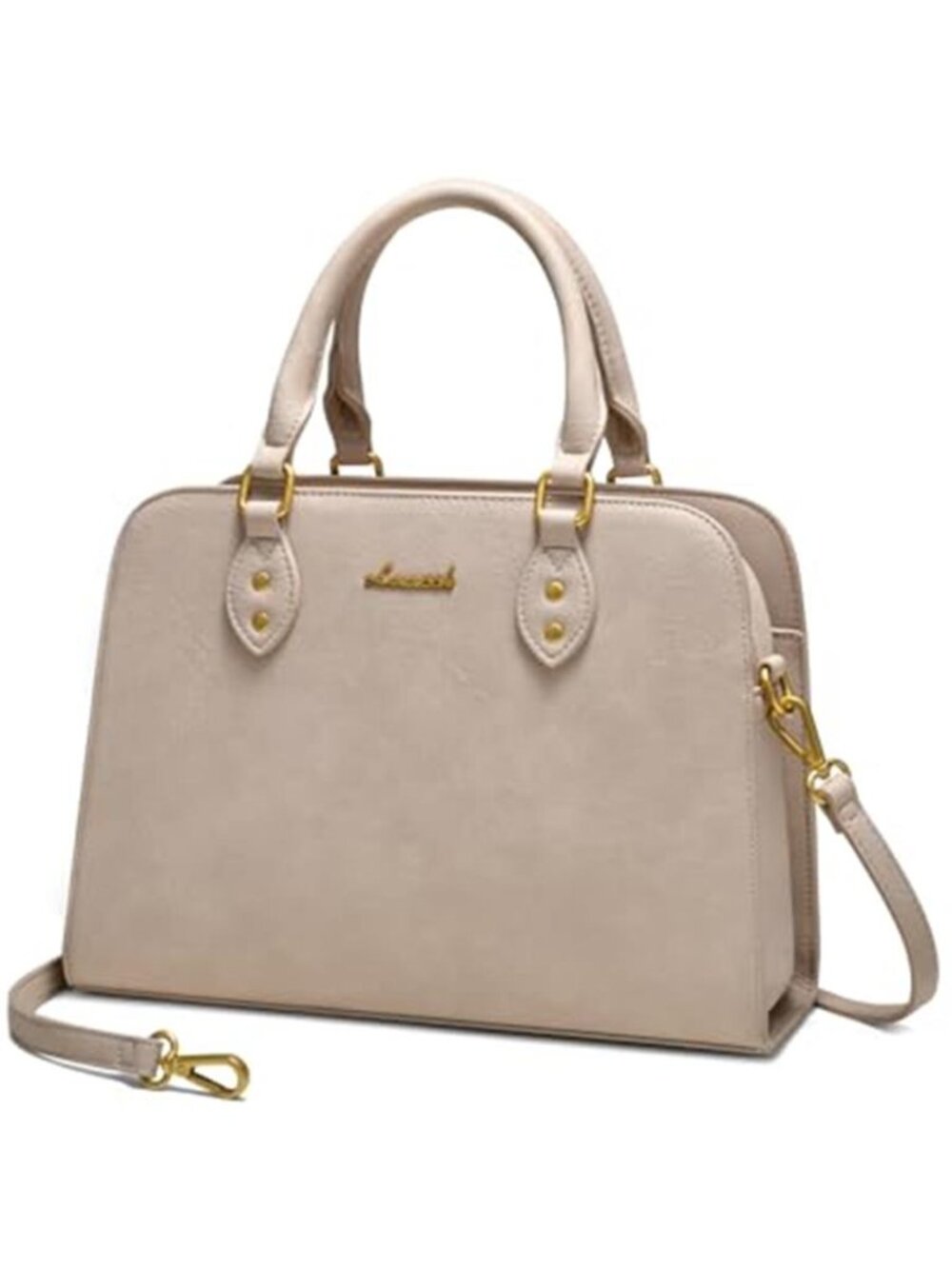 Taupe Leather Satchel Tote Shoulder Bag Women Crossbody Vintage Top Handle Purse